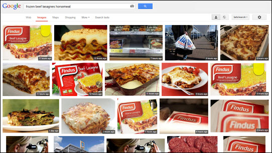 Google images: "beef lasagne horsemeat"