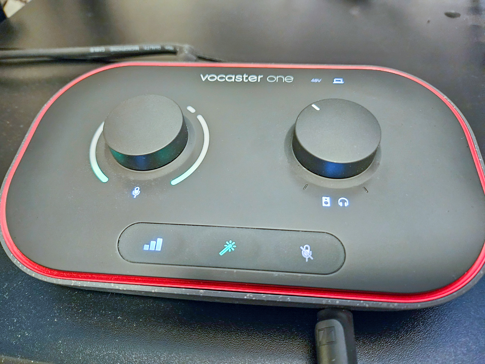 Vocaster One mixer for audio podcasting